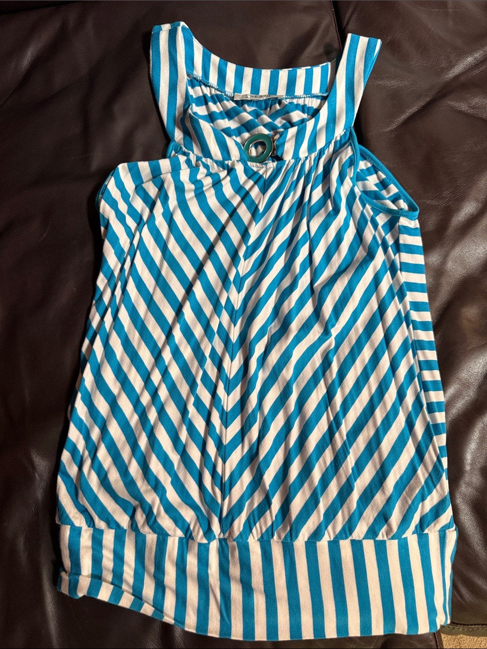 Spense Blue and White Striped Girls One-Piece Tank